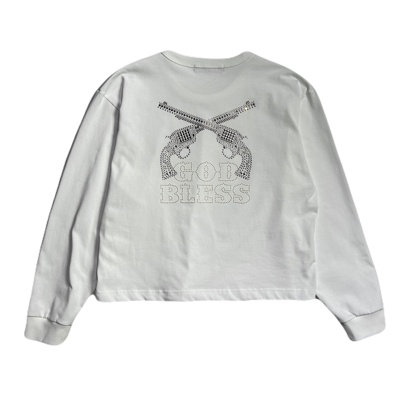 Load image into Gallery viewer, WOMEN GOD BLESS METAL CROSSGUN LONG SLEEVE T / WHITE