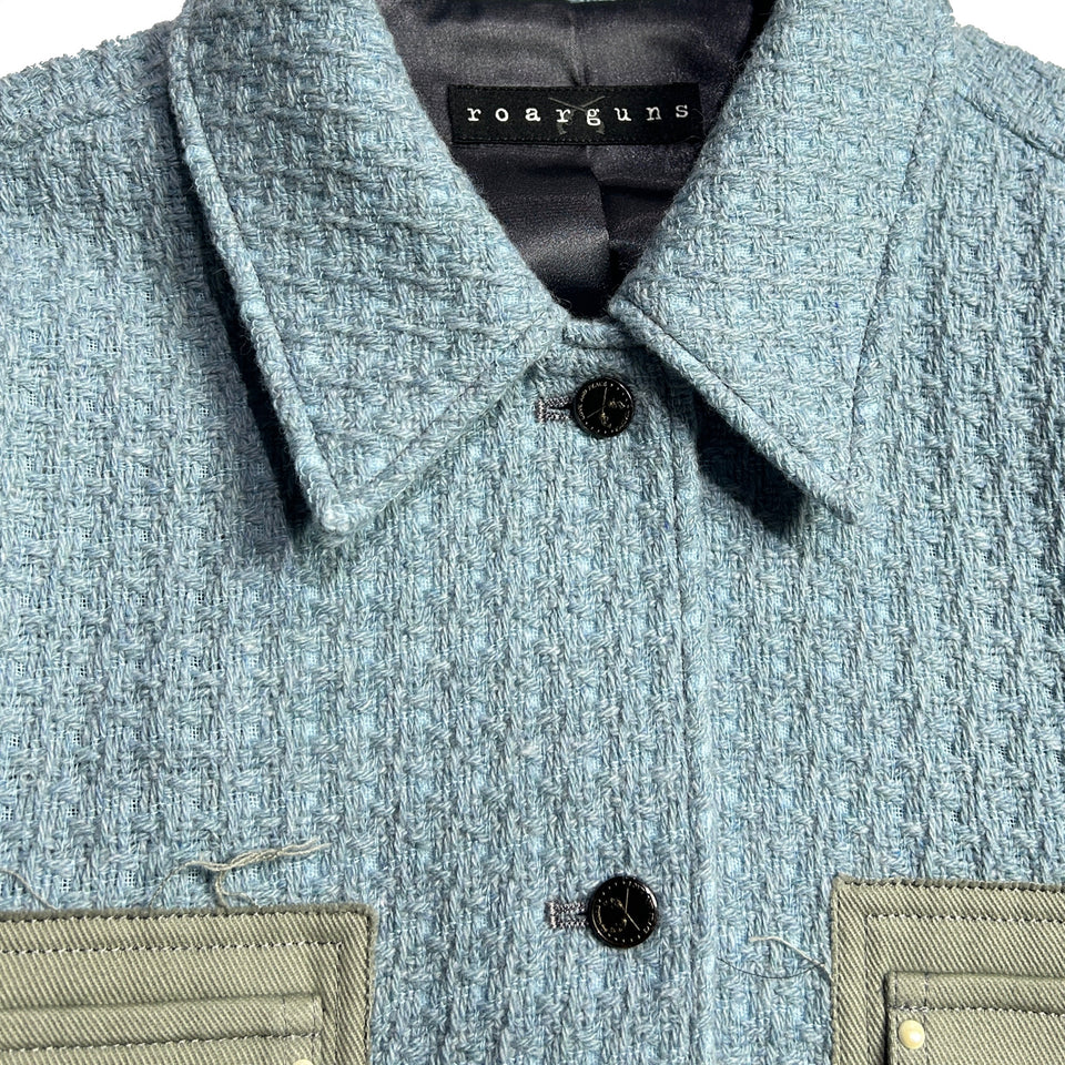 将图片加载到图库查看器，UNISEX ROVING WOOL SHIRT / SAX BLUE