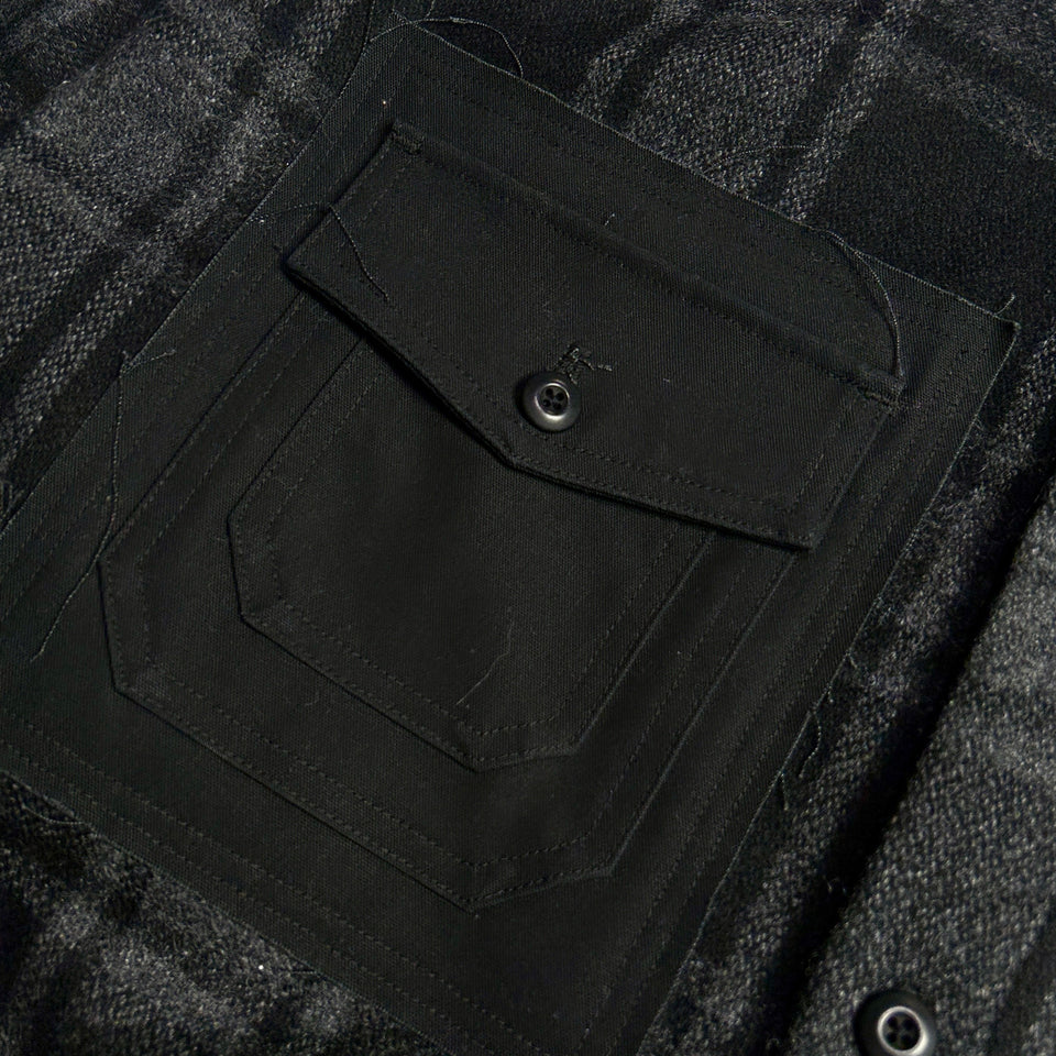 将图片加载到图库查看器，GOD BLESS FLANNEL CHECK SHIRT / BLACK