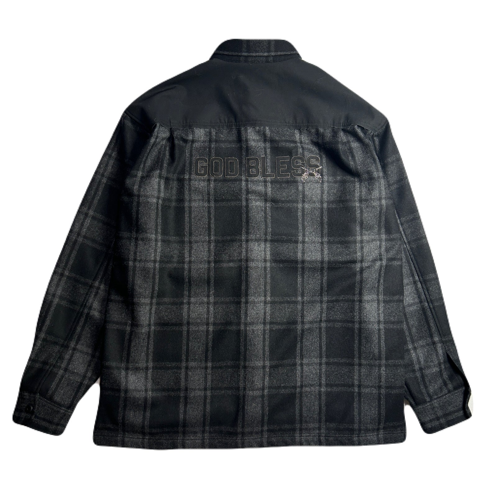 将图片加载到图库查看器，GOD BLESS FLANNEL CHECK SHIRT / BLACK