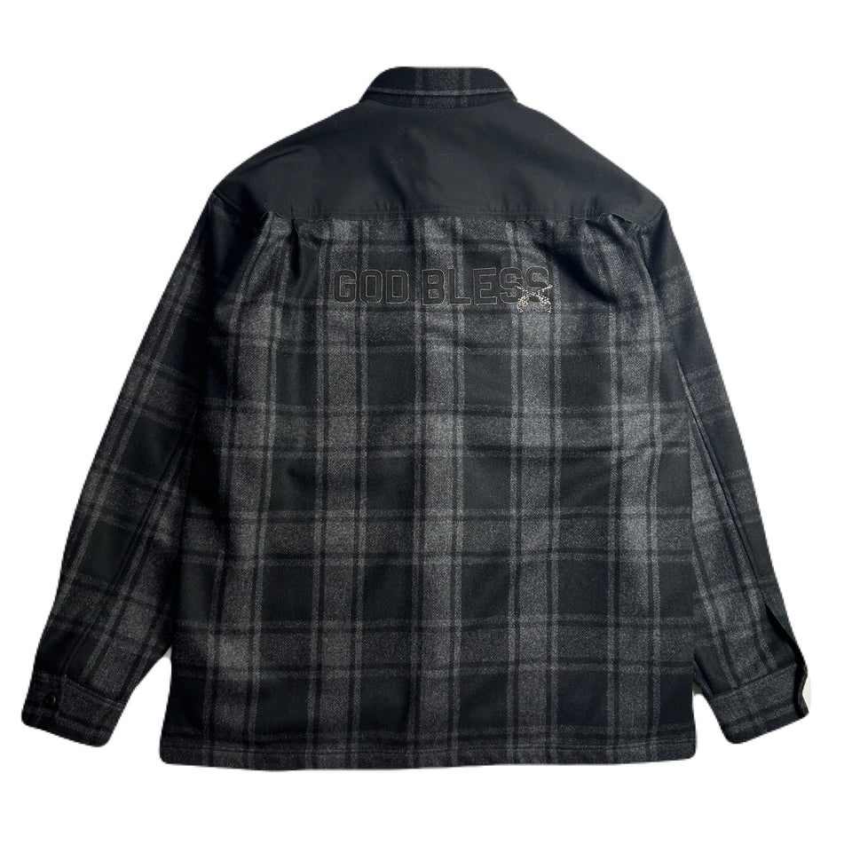 Load image into Gallery viewer, GOD BLESS FLANNEL CHECK SHIRT / BLACK