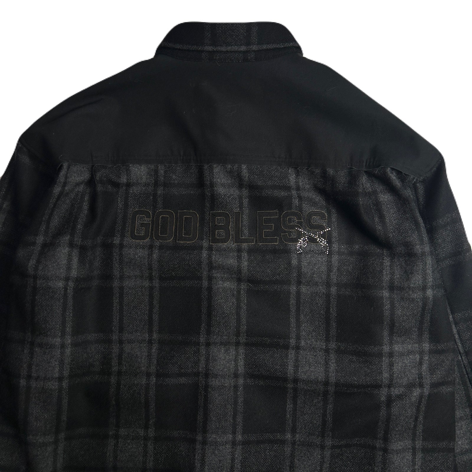 将图片加载到图库查看器，GOD BLESS FLANNEL CHECK SHIRT / BLACK