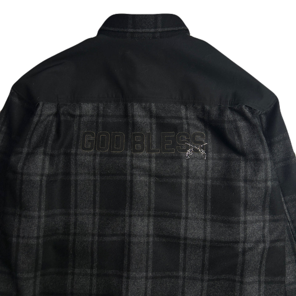 Load image into Gallery viewer, GOD BLESS FLANNEL CHECK SHIRT / BLACK