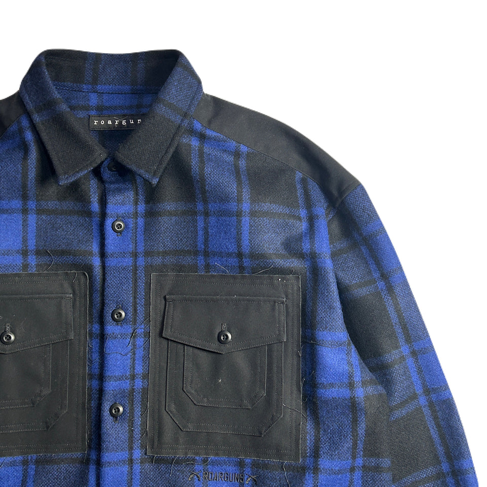 Load image into Gallery viewer, GOD BLESS FLANNEL CHECK SHIRT / BLUE