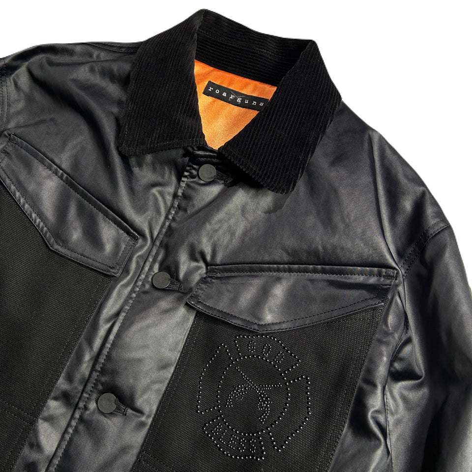 Load image into Gallery viewer, LEATHER SATIN JACKET / BLACK