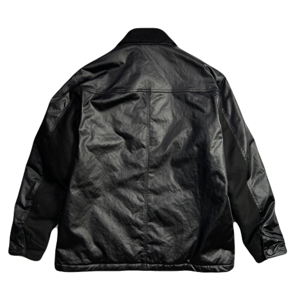 Load image into Gallery viewer, LEATHER SATIN JACKET / BLACK