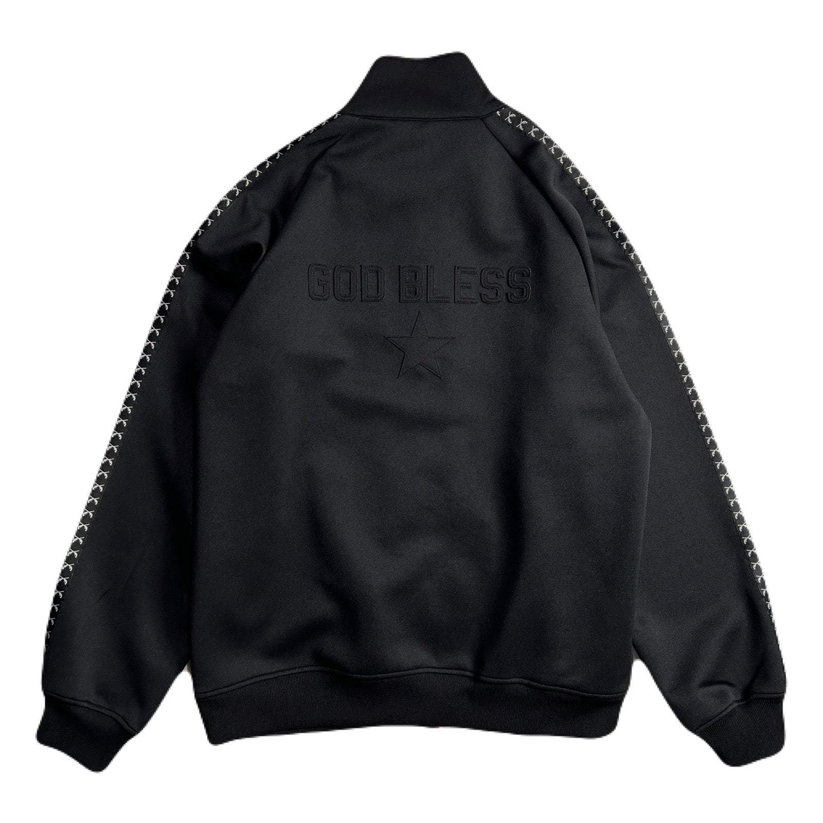 将图片加载到图库查看器，LINETAPE JERSEY JACKET GOD BLESS / BLACK