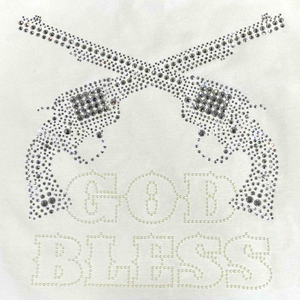 将图片加载到图库查看器，CRYSTAL CROSSGUN GOD BLESS T / WHITE