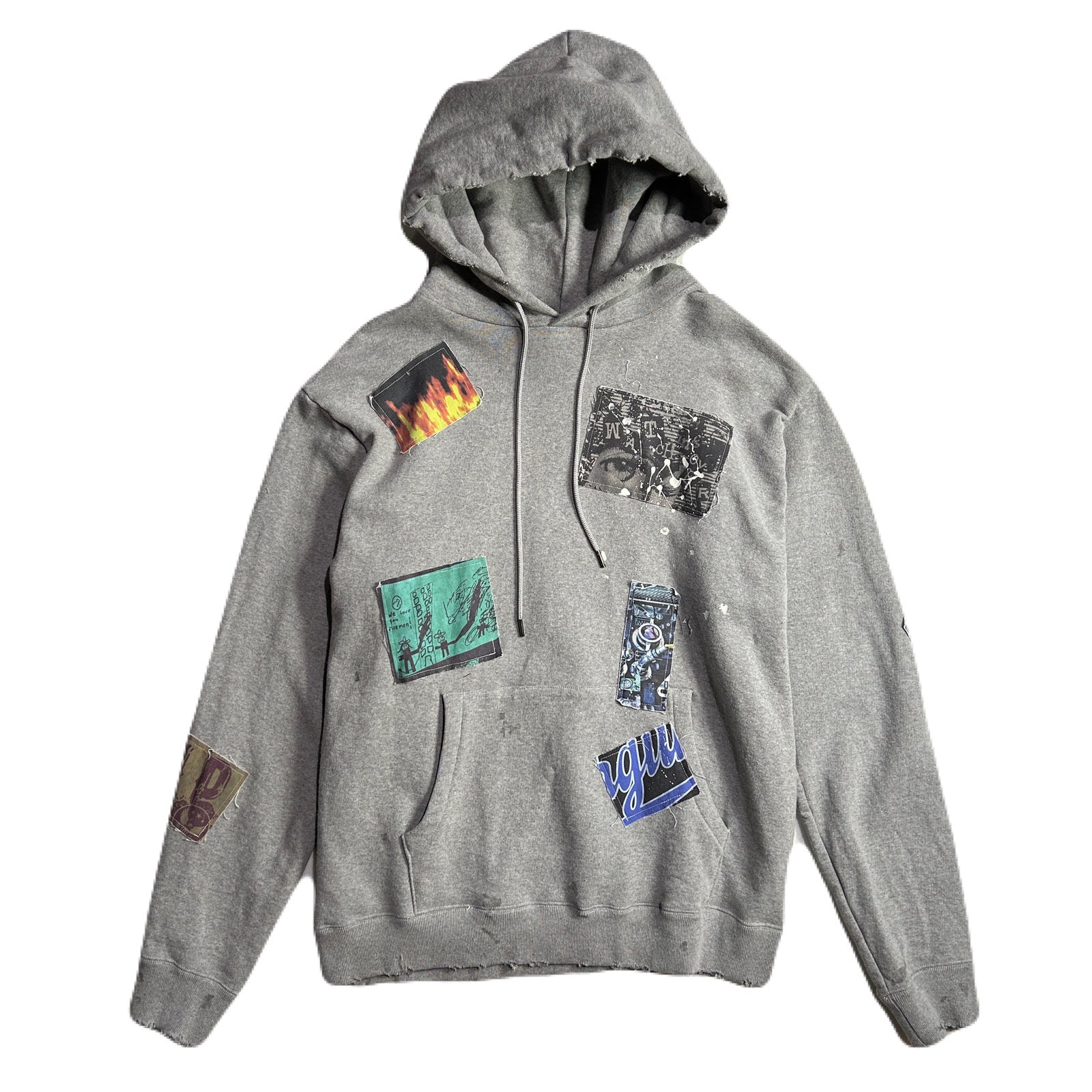 画像をギャラリービューアに読み込む, PATCH DAMAGE HOODIE / L.GRAY