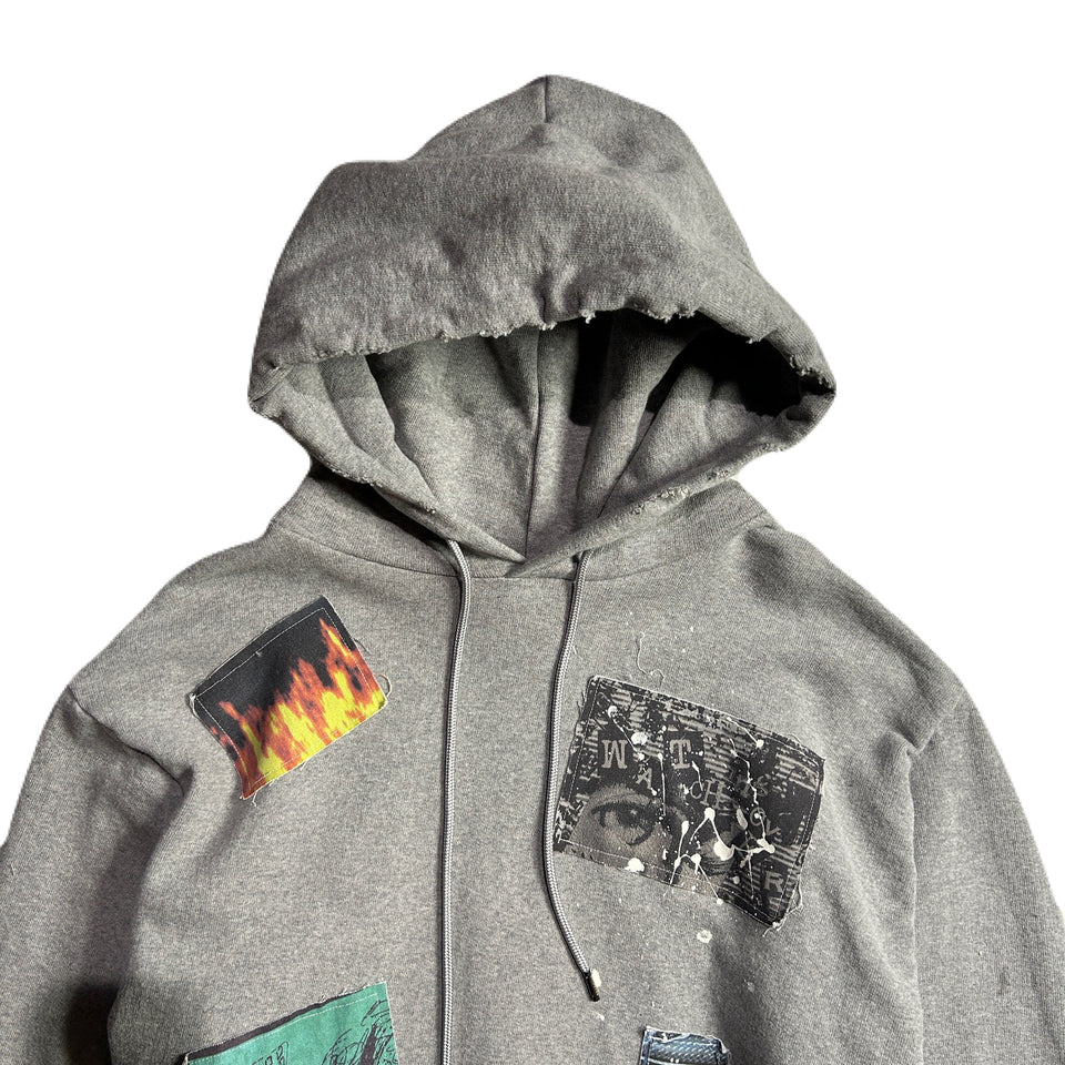 画像をギャラリービューアに読み込む, PATCH DAMAGE HOODIE / L.GRAY