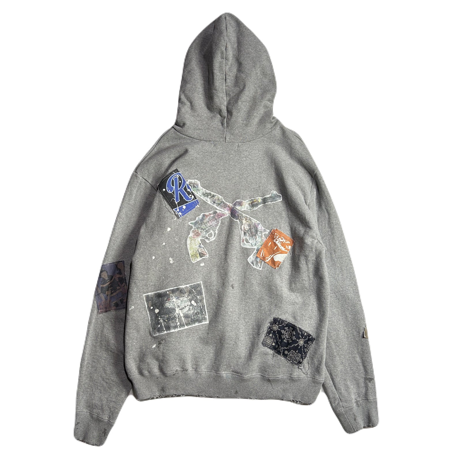 画像をギャラリービューアに読み込む, PATCH DAMAGE HOODIE / L.GRAY