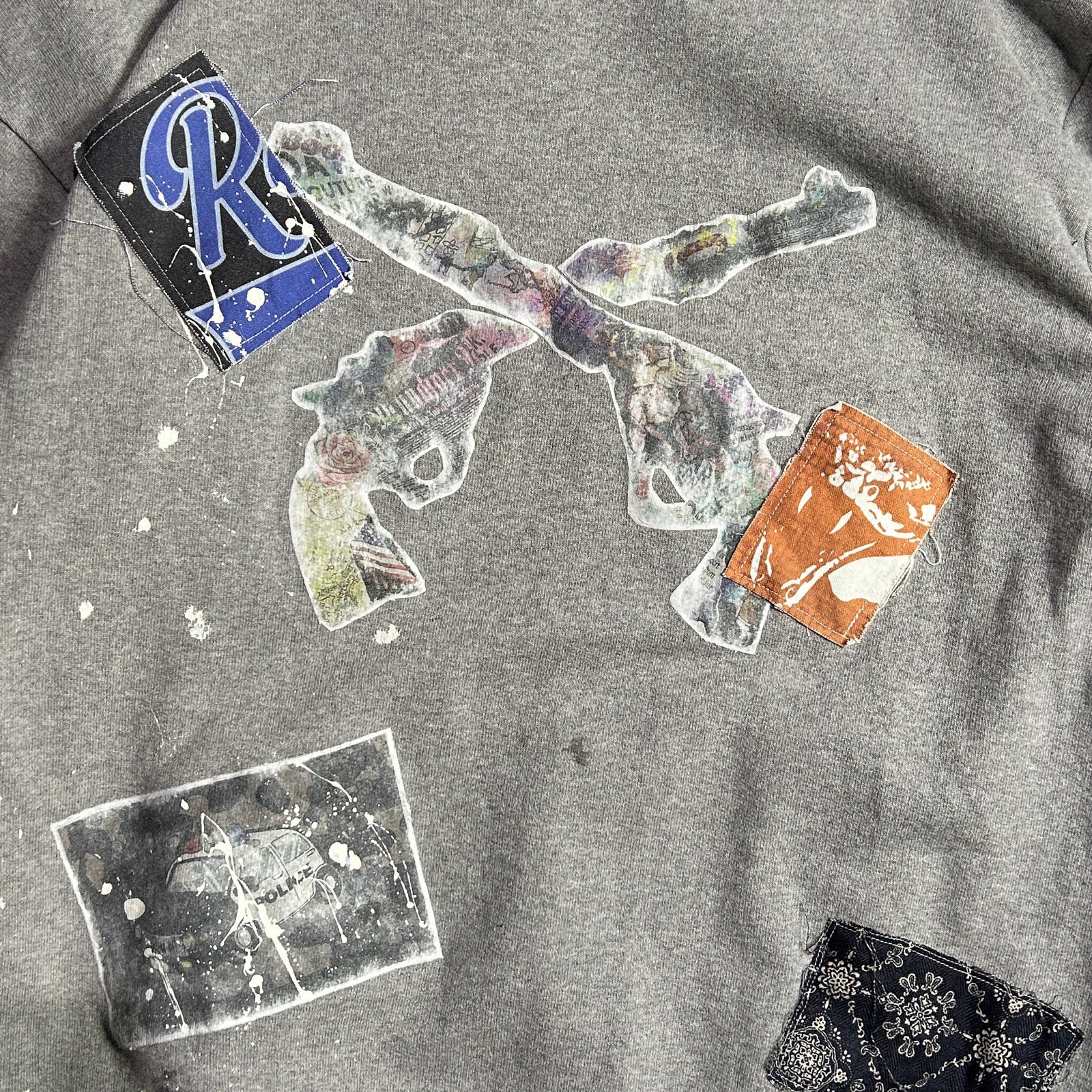 画像をギャラリービューアに読み込む, PATCH DAMAGE HOODIE / L.GRAY