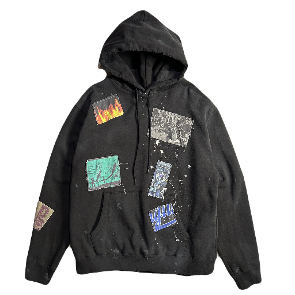 画像をギャラリービューアに読み込む, PATCH DAMAGE HOODIE / BLACK