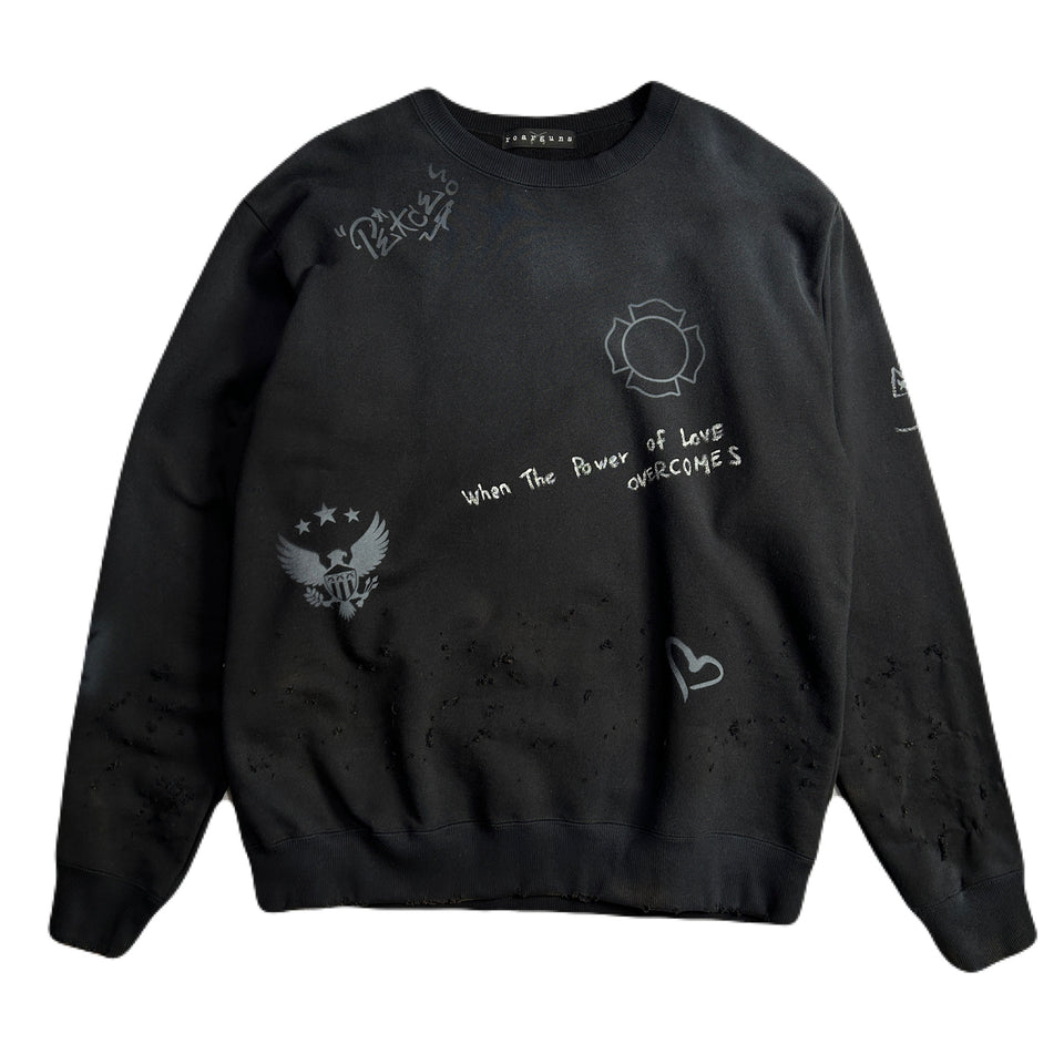 将图片加载到图库查看器，VINTAGE HAND PAINT SWEAT/ BLACK