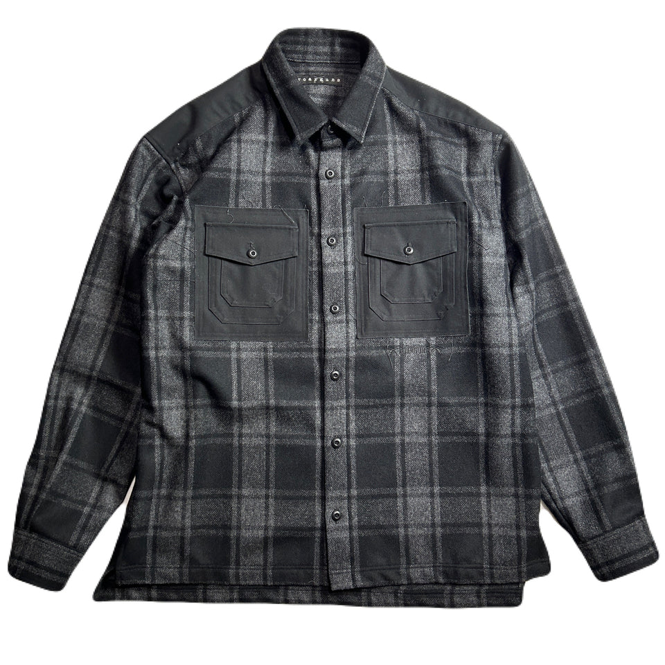 将图片加载到图库查看器，GOD BLESS FLANNEL CHECK SHIRT / BLACK