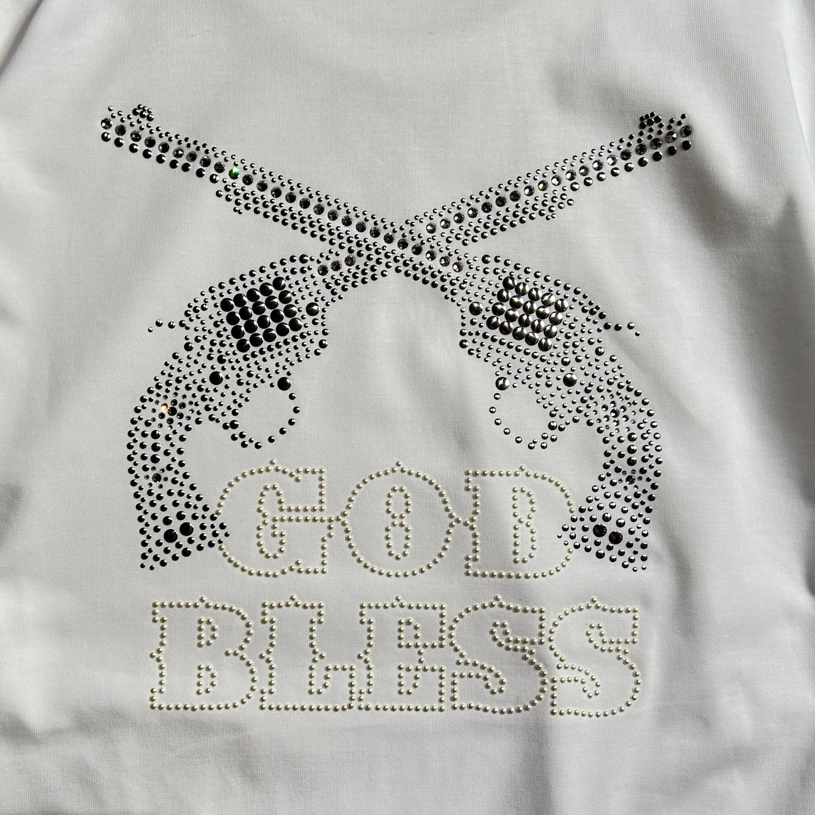 将图片加载到图库查看器，METAL CROSSGUN GOD BLESS T / WHITE