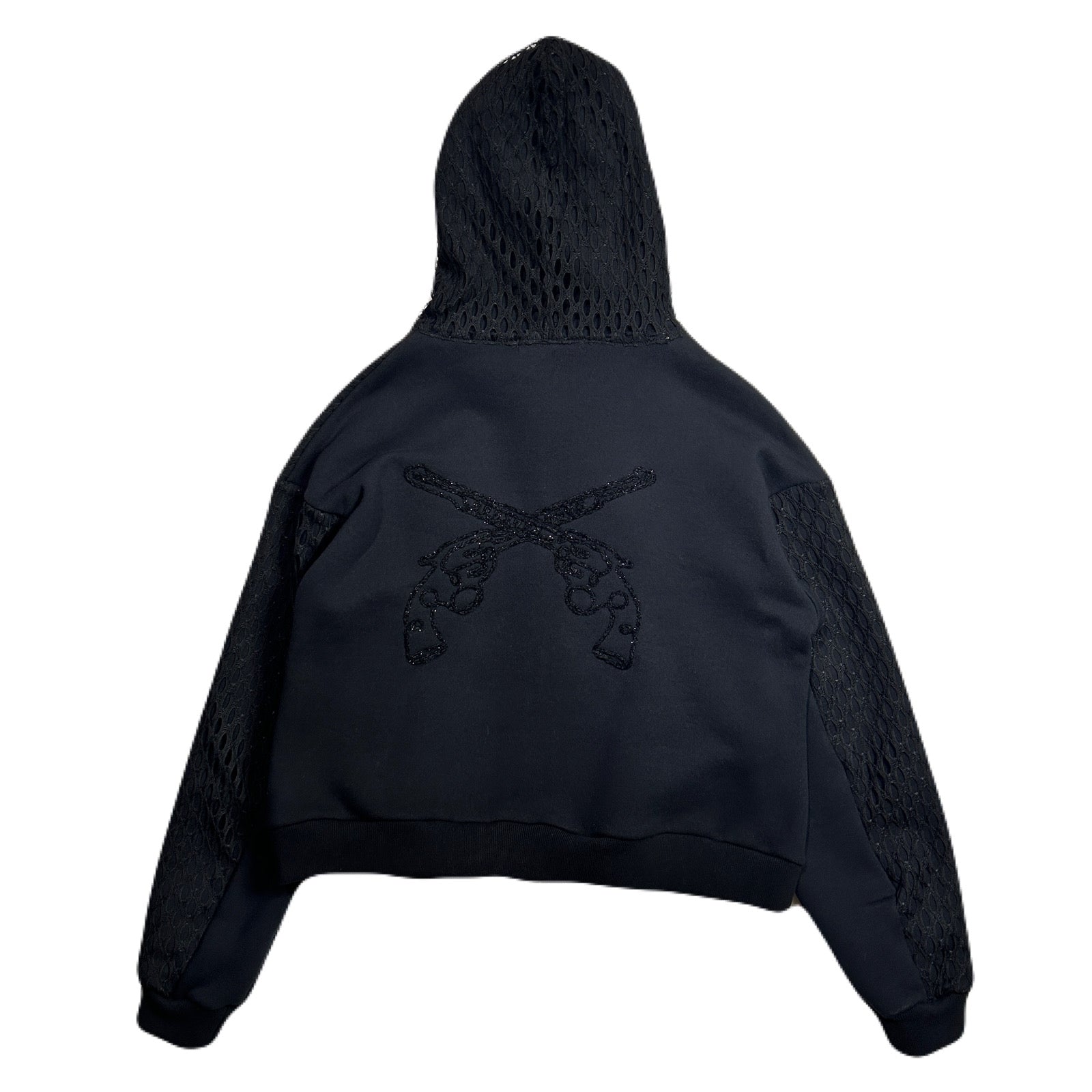 画像をギャラリービューアに読み込む, WOMENS CROSSGUN EMBROIDERY LACE HOODIE / BLACK