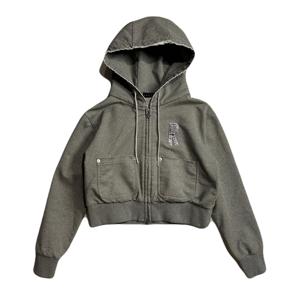 将图片加载到图库查看器，WOMEN LAME FLEECY HOODIE / GRAY