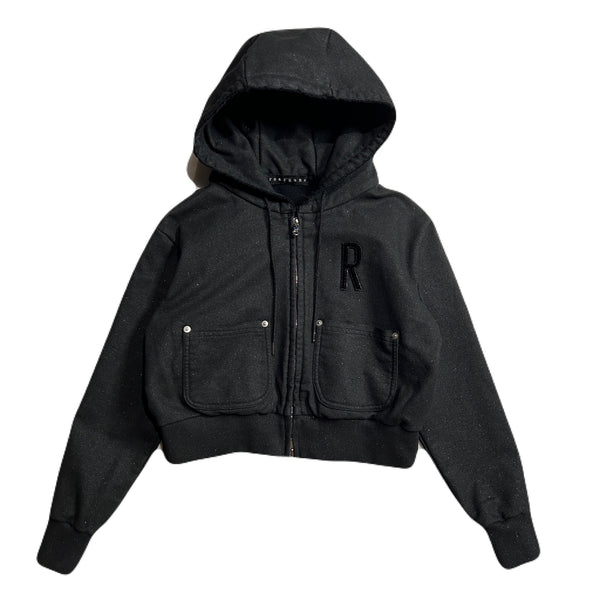 WOMEN LAME FLEECY HOODIE / BLACK