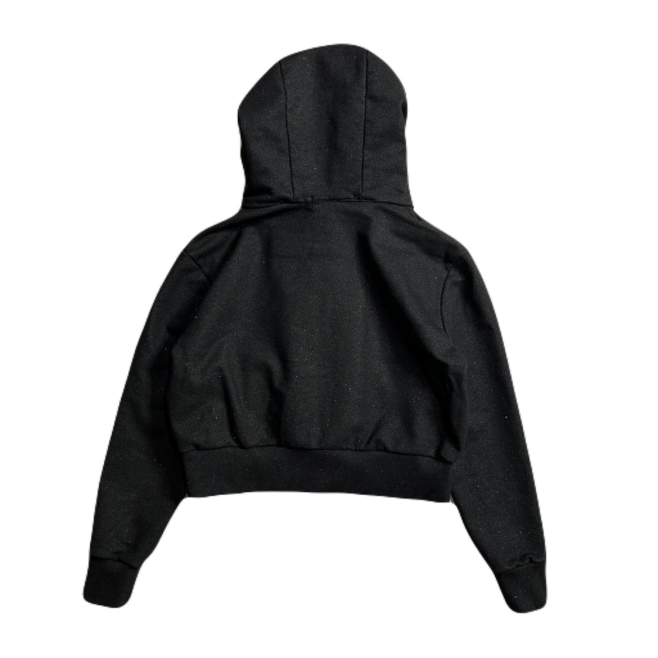 Load image into Gallery viewer, WOMEN LAME FLEECY HOODIE / BLACK