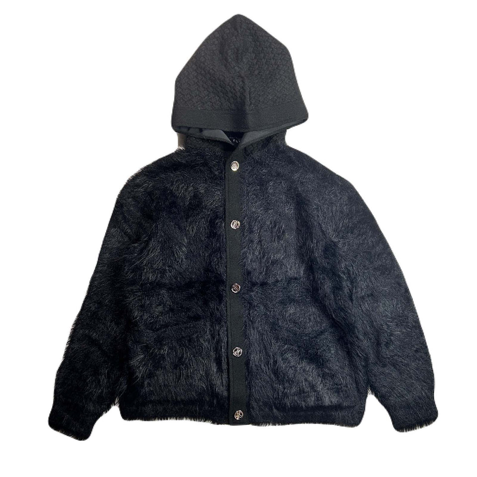 画像をギャラリービューアに読み込む, FAR BASKET KNIT HOODIE / BLACK