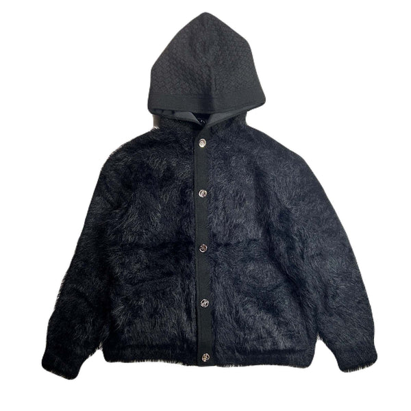 FAR BASKET KNIT HOODIE / BLACK