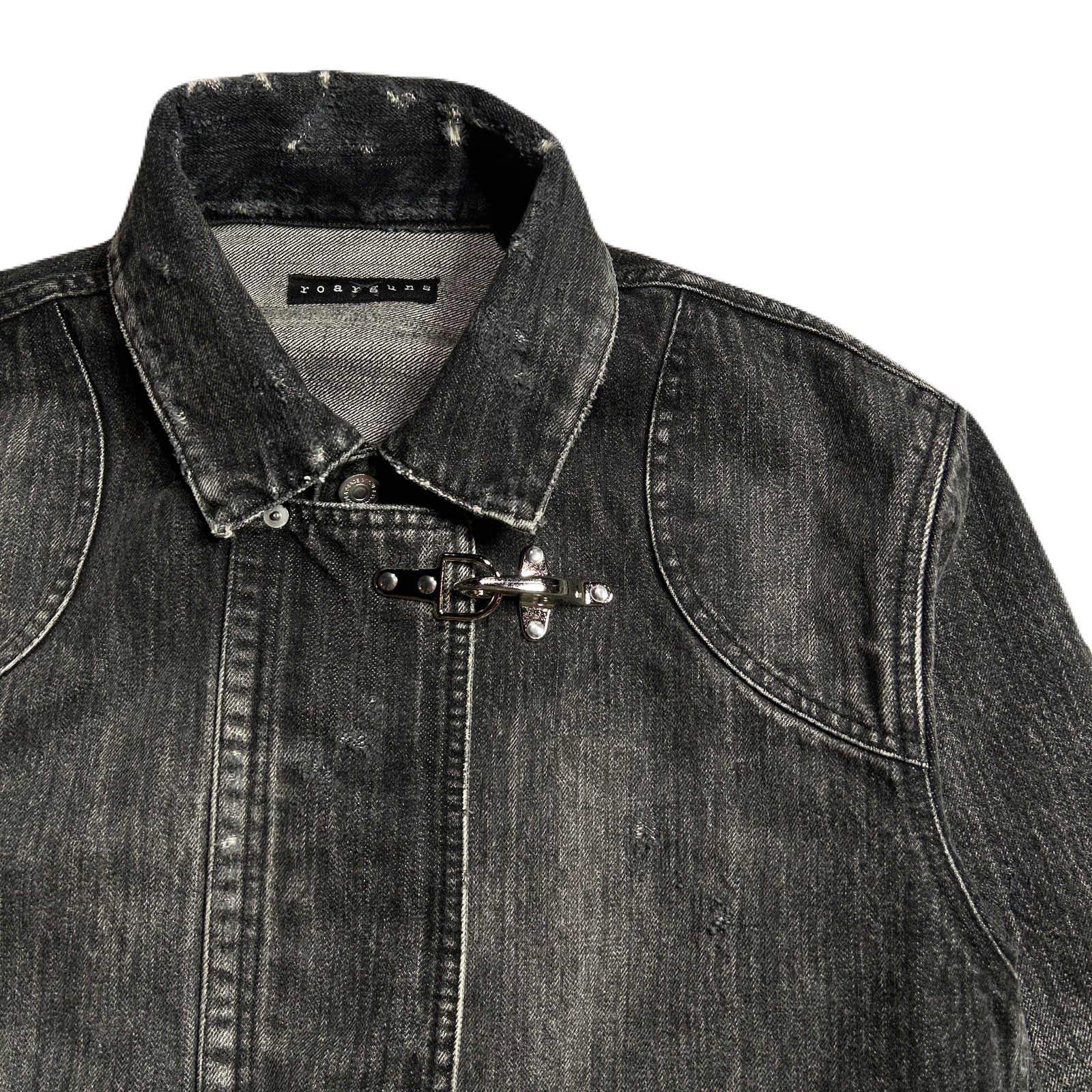 Load image into Gallery viewer, 14oz DENIM JACKET CRYSTAL / BLACK