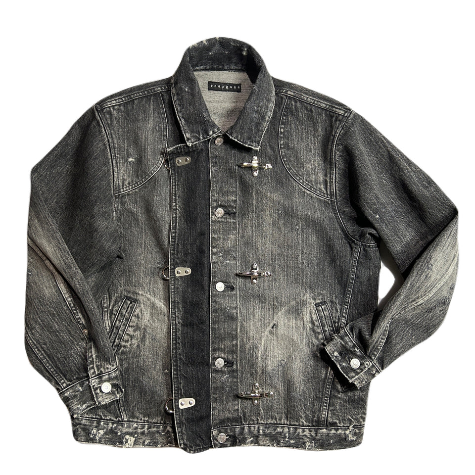 Load image into Gallery viewer, 14oz DENIM JACKET CRYSTAL / BLACK