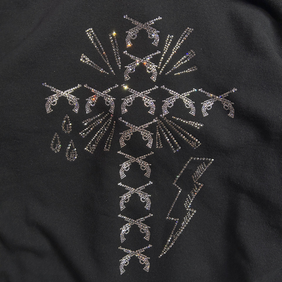 将图片加载到图库查看器，CROSS SWAROVSKI CRYSTAL HOODIE / BLACK