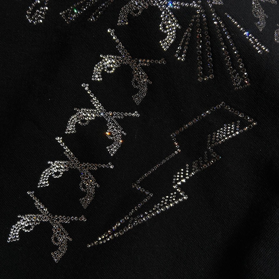 将图片加载到图库查看器，CROSS SWAROVSKI CRYSTAL HOODIE / BLACK