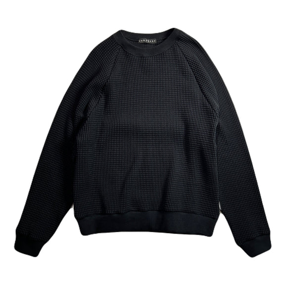 CROSS EMBROIDERY HEAVY WAFFLE / BLACK