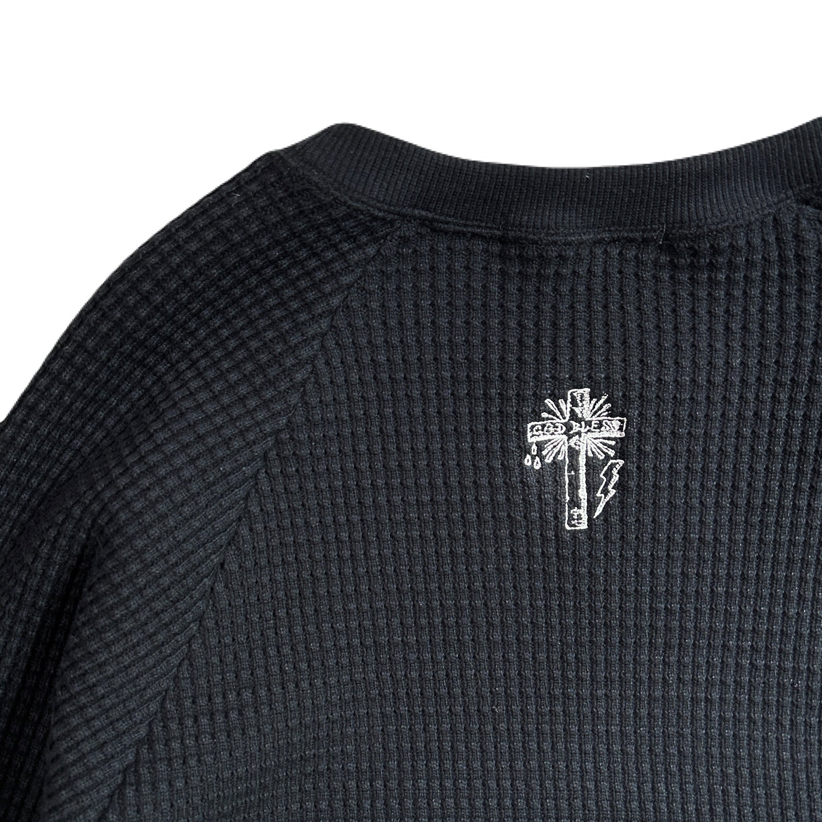 画像をギャラリービューアに読み込む, CROSS EMBROIDERY HEAVY WAFFLE / BLACK