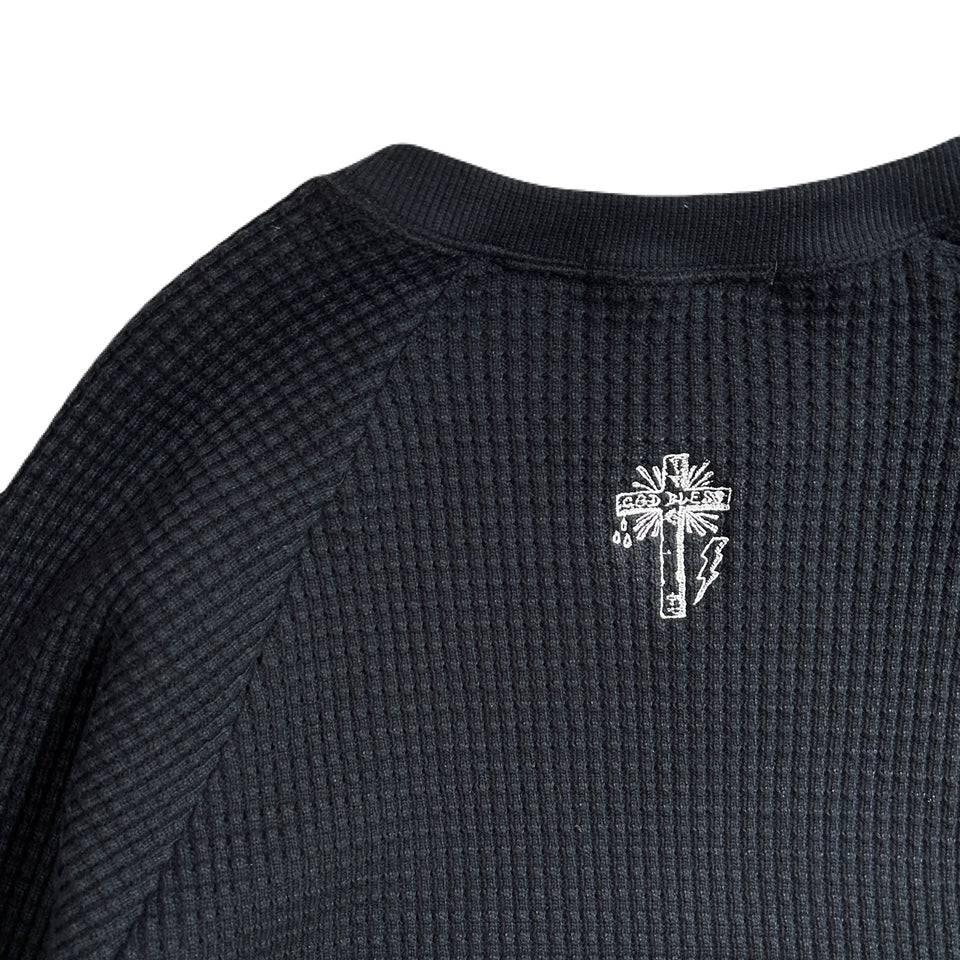 画像をギャラリービューアに読み込む, CROSS EMBROIDERY HEAVY WAFFLE / BLACK