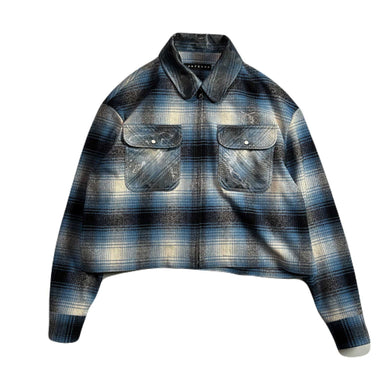 WOMENS SILK CHECK JACKET / SAX BLUE