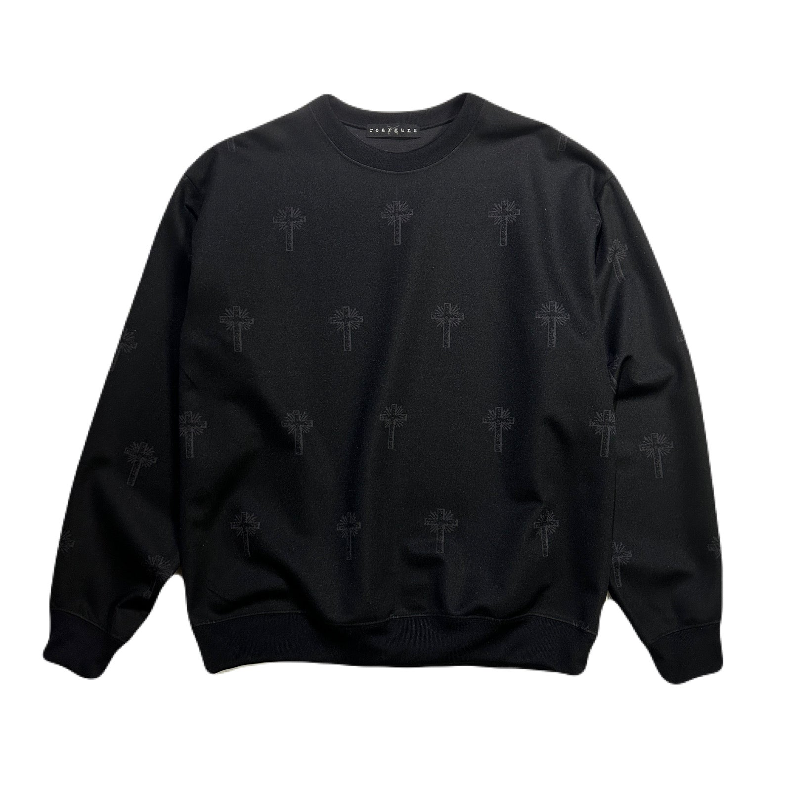 画像をギャラリービューアに読み込む, CROSS JACQUARD JERSEY SWEATER / BLACK