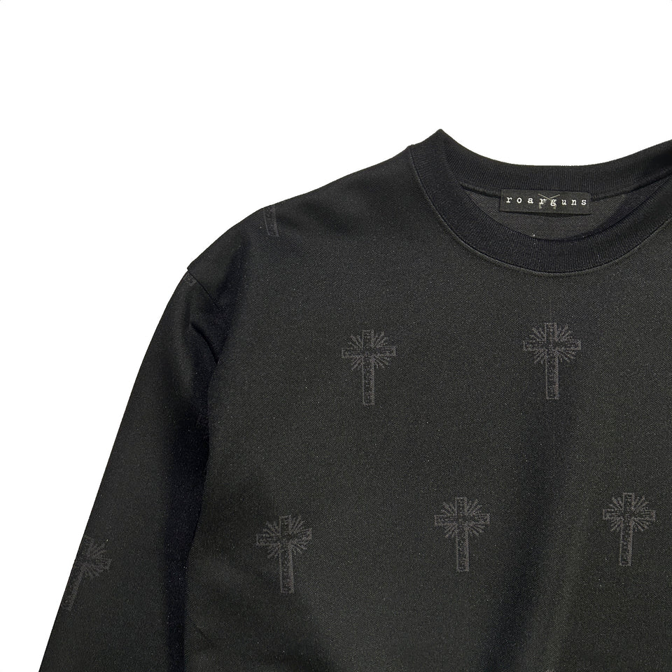 画像をギャラリービューアに読み込む, CROSS JACQUARD JERSEY SWEATER / BLACK