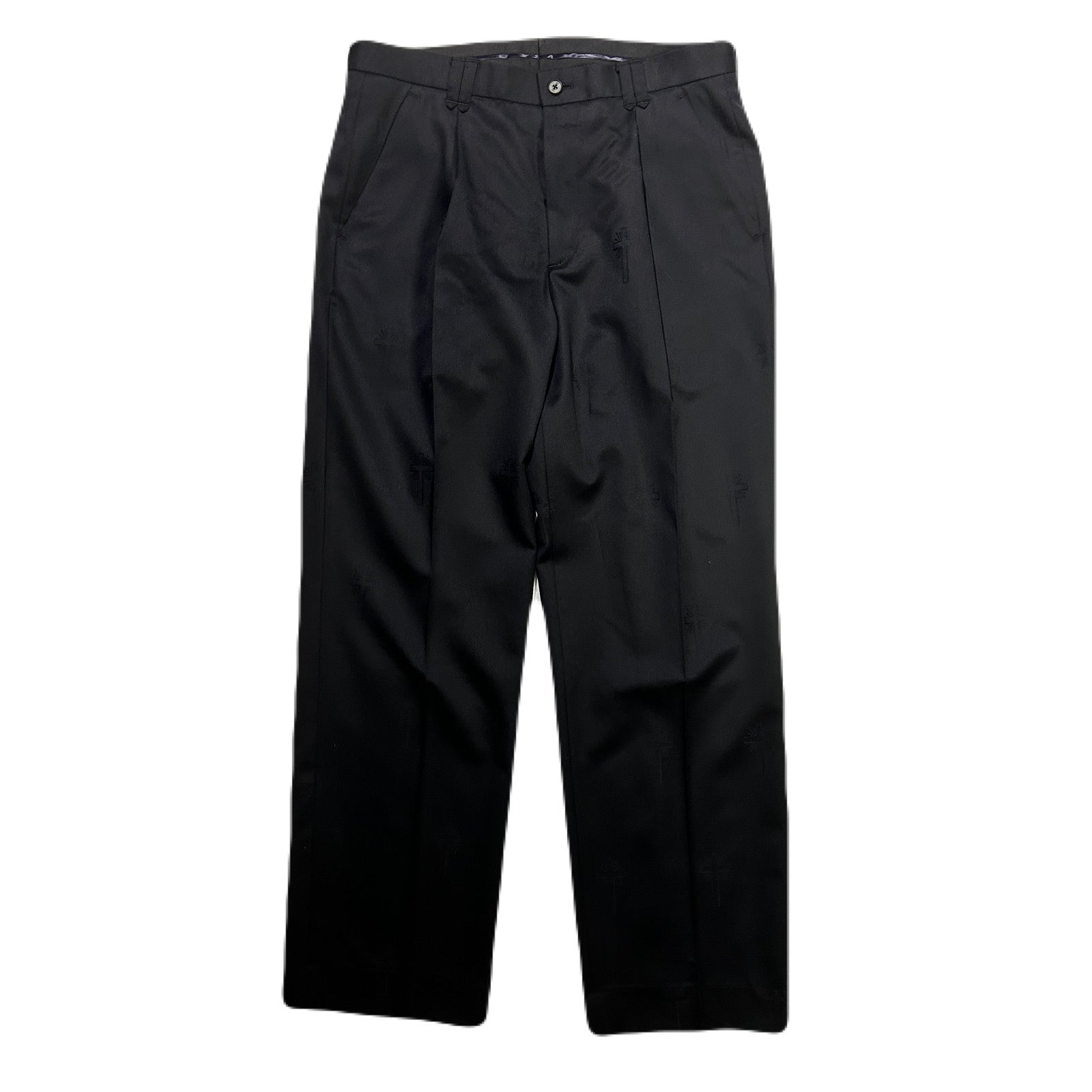 画像をギャラリービューアに読み込む, CROSS JACQUARD WOOL PANTS / BLACK