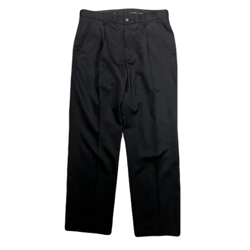 画像をギャラリービューアに読み込む, CROSS JACQUARD WOOL PANTS / BLACK