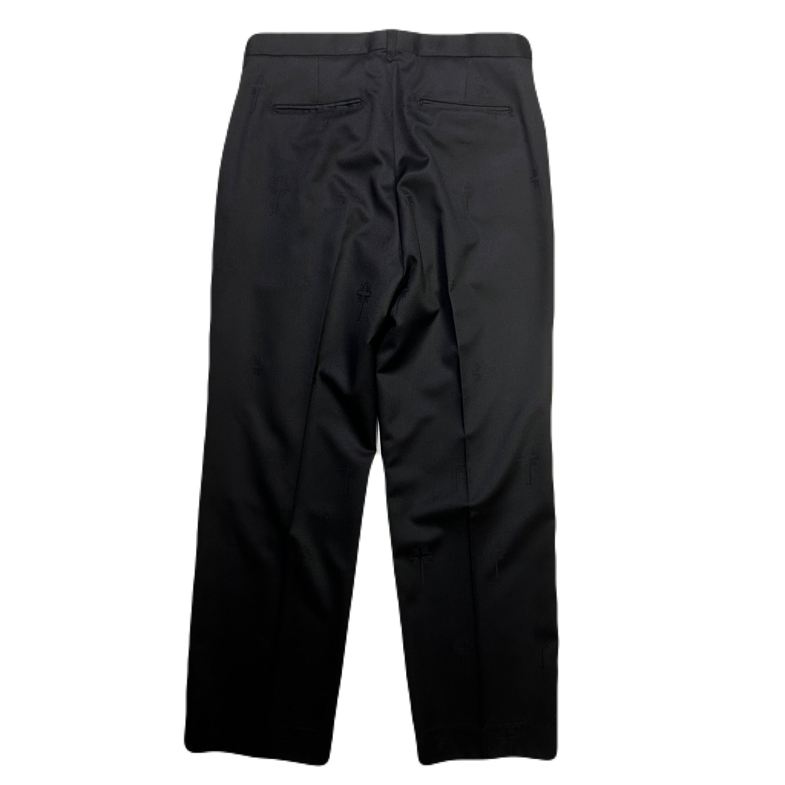 画像をギャラリービューアに読み込む, CROSS JACQUARD WOOL PANTS / BLACK