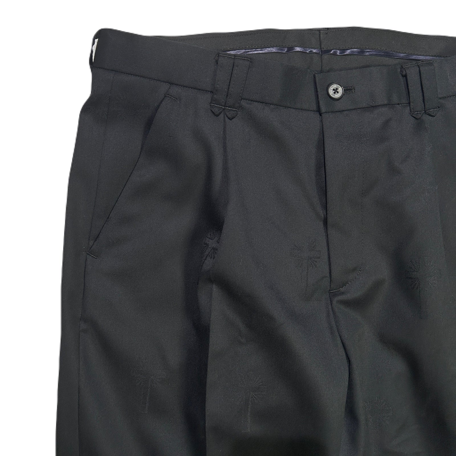 画像をギャラリービューアに読み込む, CROSS JACQUARD WOOL PANTS / BLACK