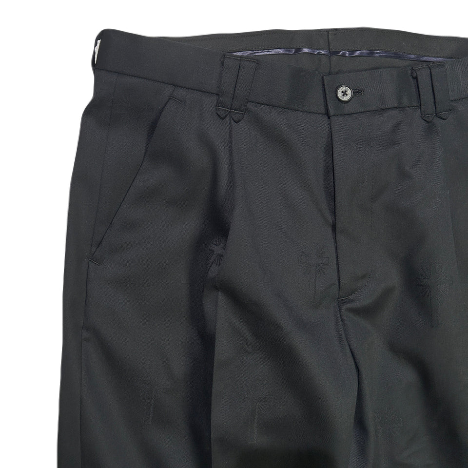 画像をギャラリービューアに読み込む, CROSS JACQUARD WOOL PANTS / BLACK