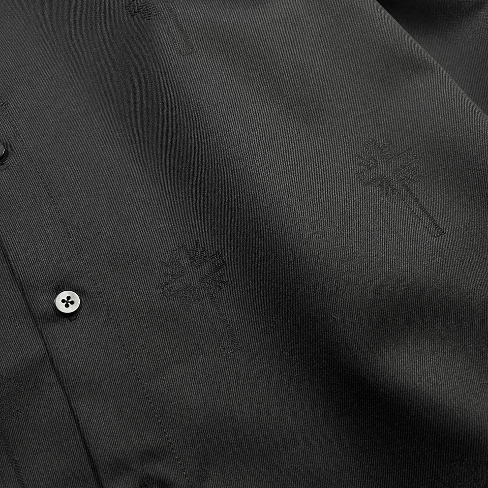 画像をギャラリービューアに読み込む, CROSS JACQUARD WOOL SHIRT / BLACK