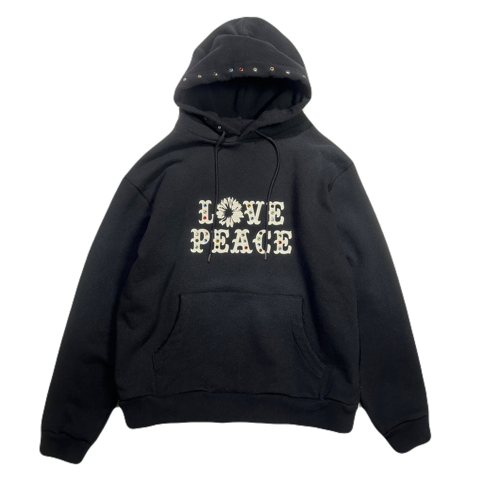 画像をギャラリービューアに読み込む, LOVE AND PEACE STONE NAIL HOODIE / BLACK
