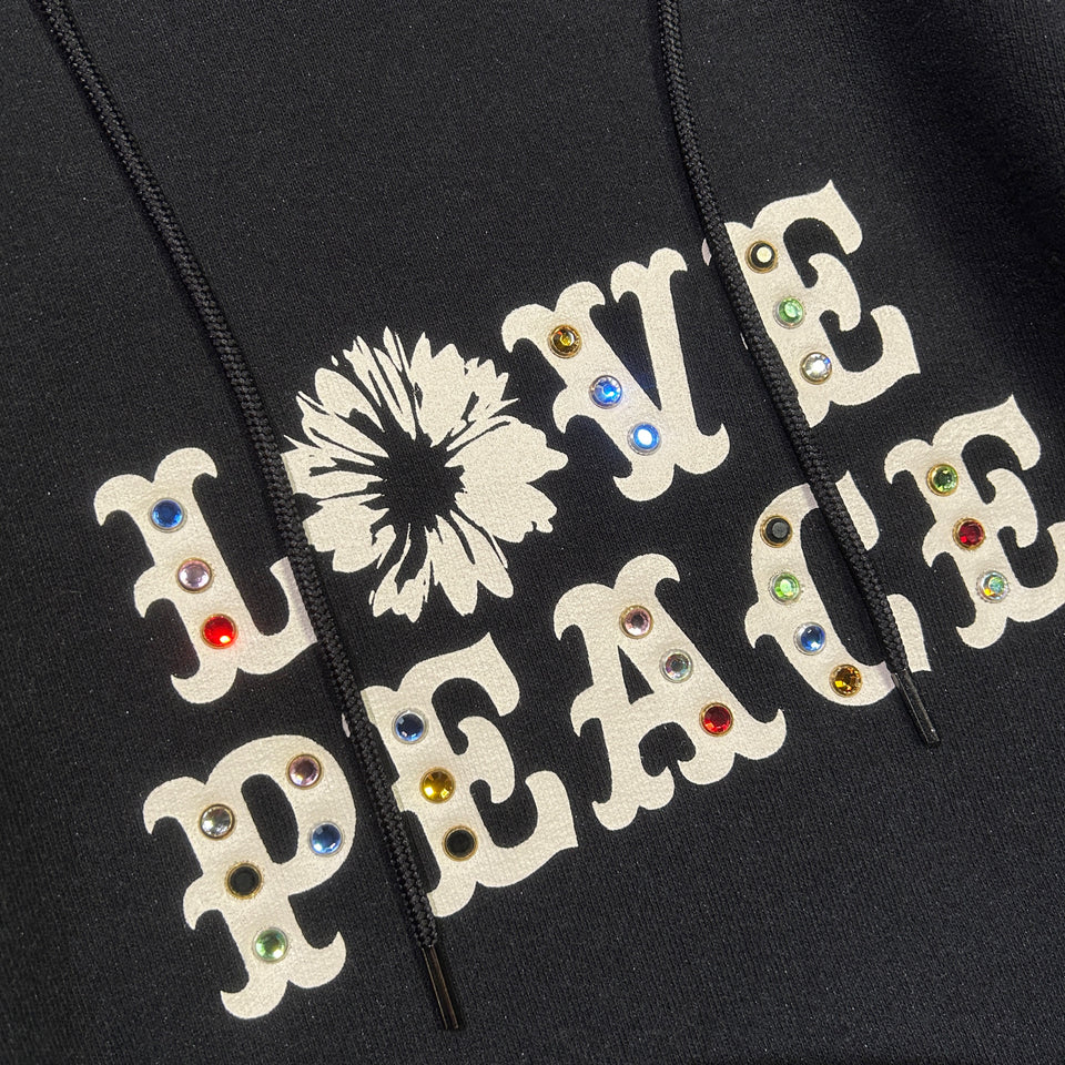 画像をギャラリービューアに読み込む, LOVE AND PEACE STONE NAIL HOODIE / BLACK