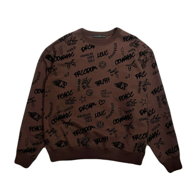 FLOCKY PRINT SWEAT / BROWN