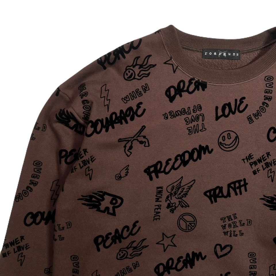 将图片加载到图库查看器，FLOCKY PRINT SWEAT / BROWN