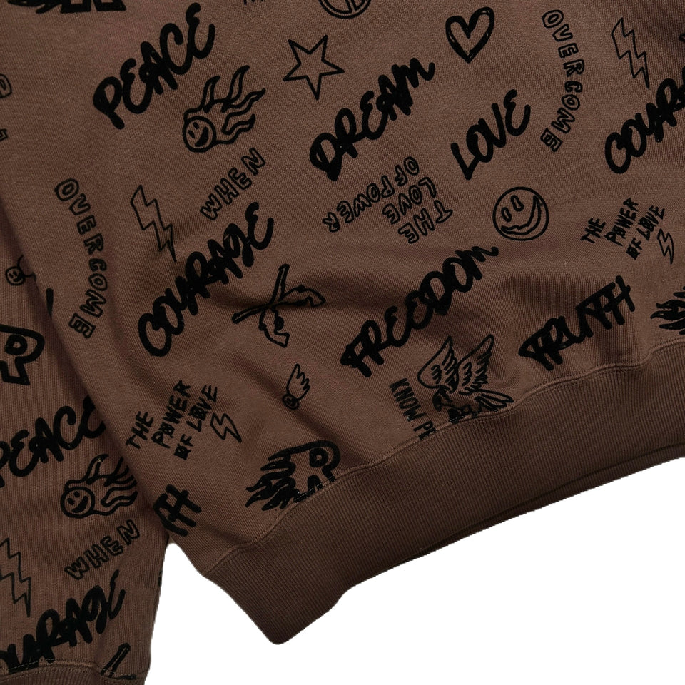 将图片加载到图库查看器，FLOCKY PRINT SWEAT / BROWN