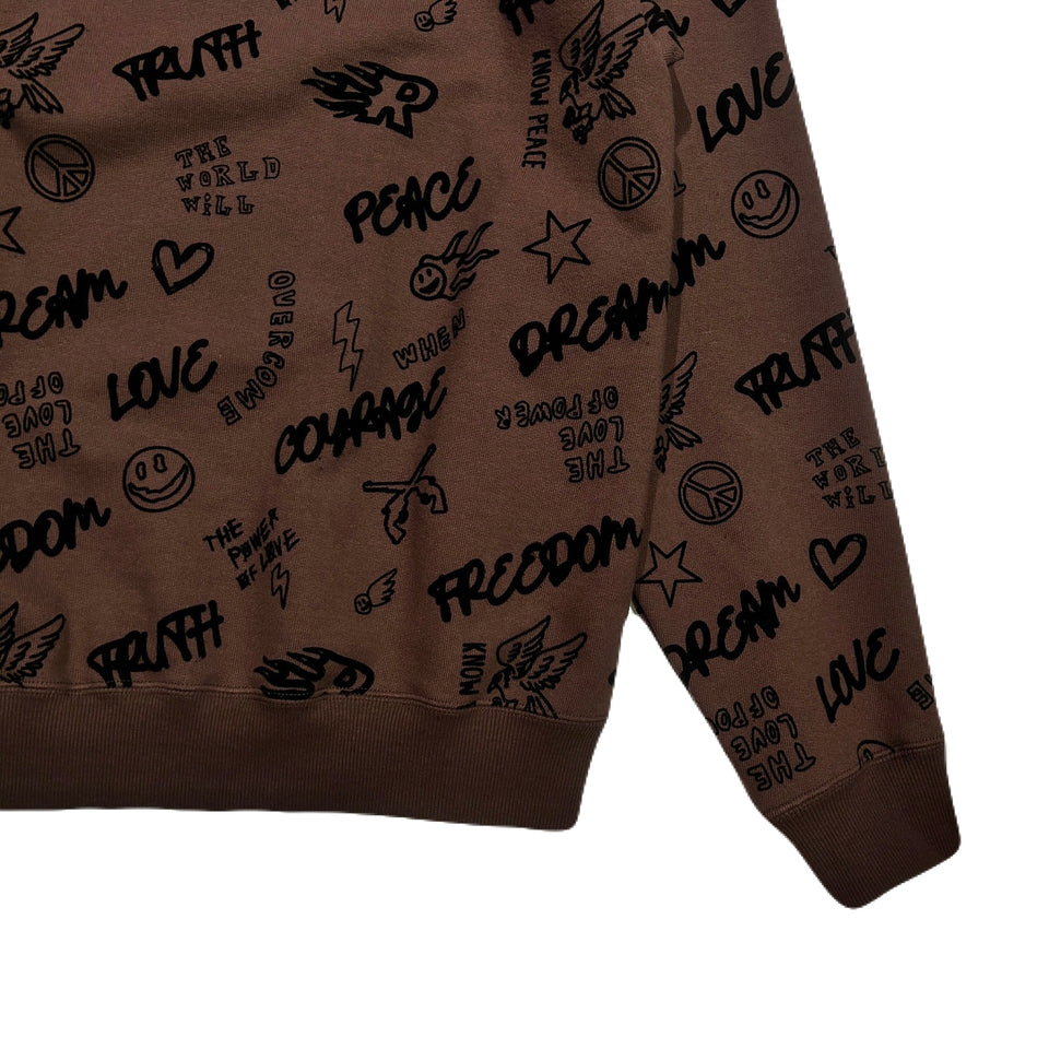 将图片加载到图库查看器，FLOCKY PRINT SWEAT / BROWN