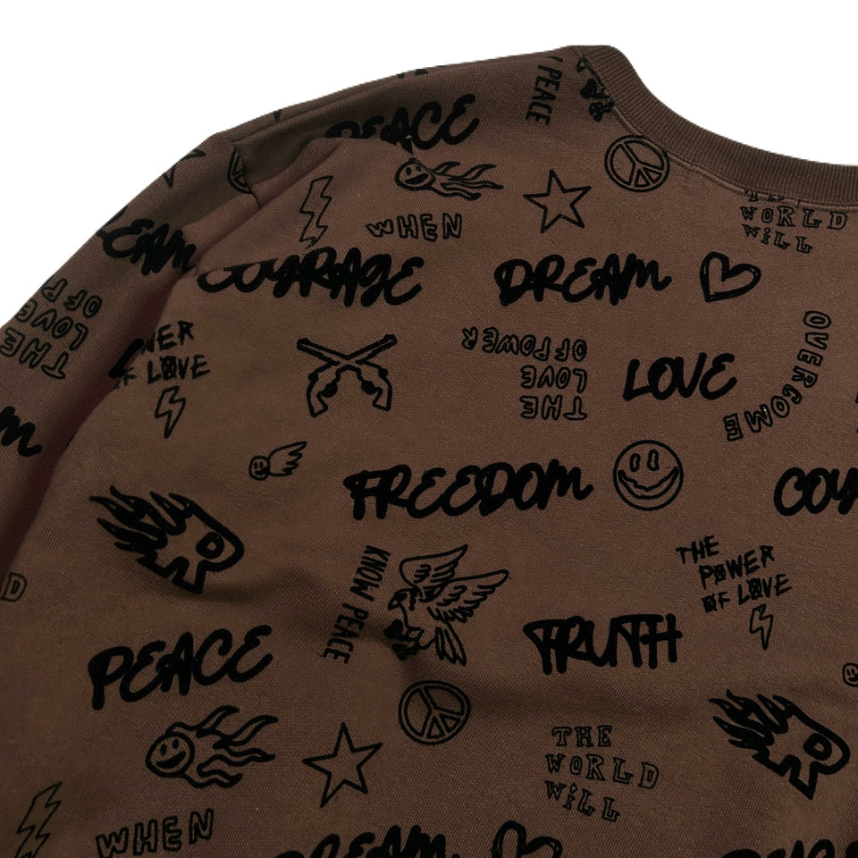 将图片加载到图库查看器，FLOCKY PRINT SWEAT / BROWN