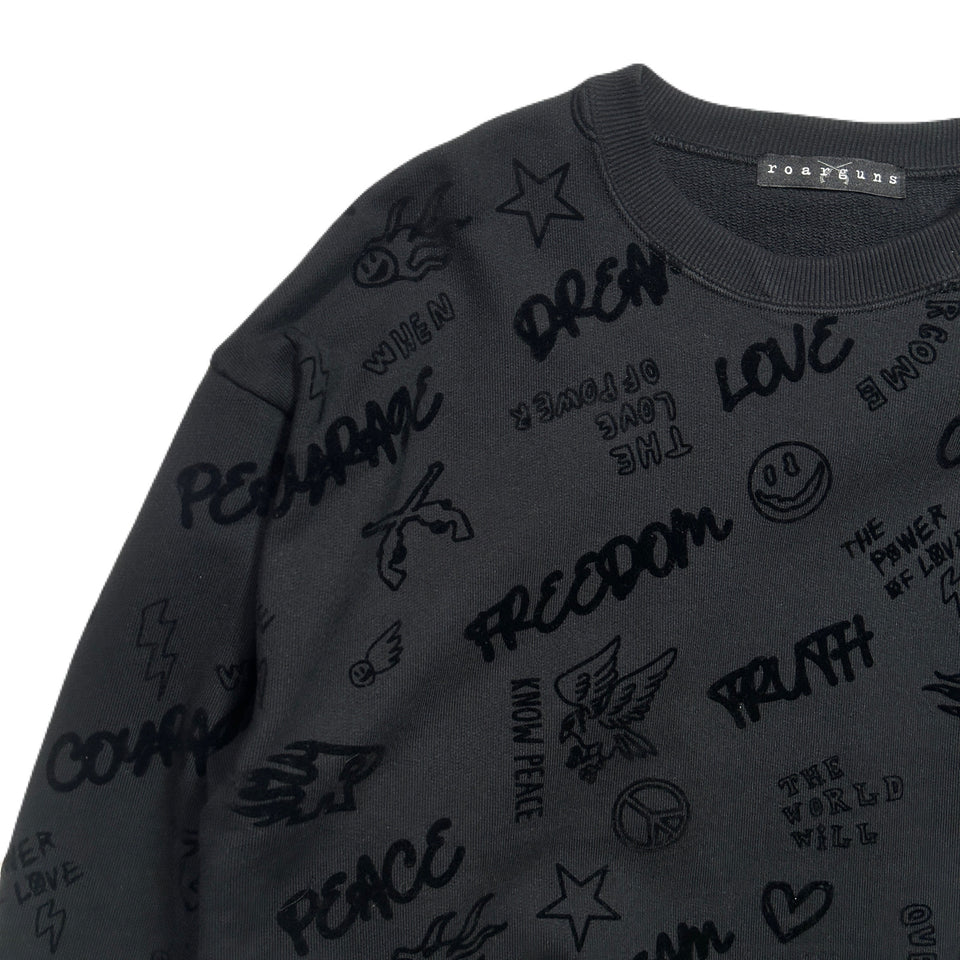 将图片加载到图库查看器，FLOCKY PRINT SWEAT / BLACK